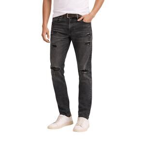 American Eagle Slim Straight Jeans Men's 31x32 Black Distressed Stretch Denim